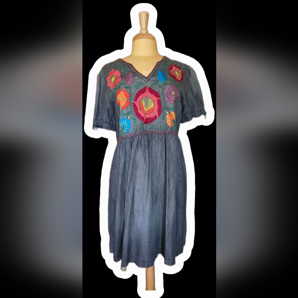 Double D Ranch Embroidered Floral  Dress - Medium